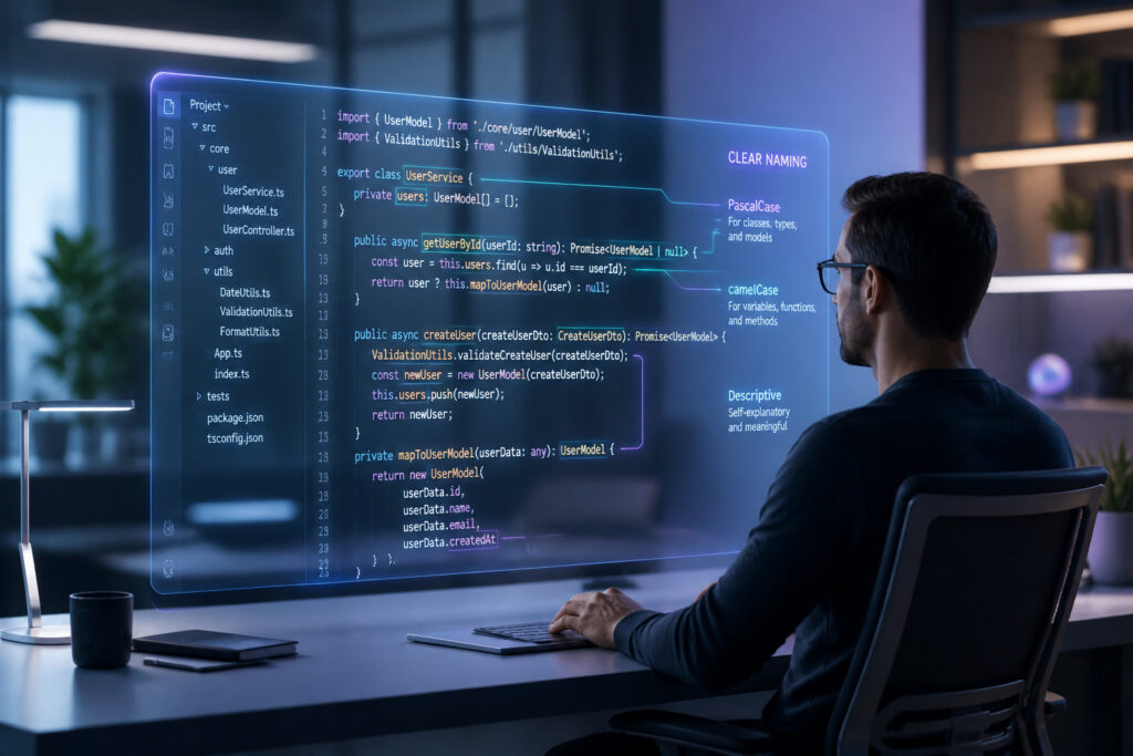Code clair et concis sur ecran holographique