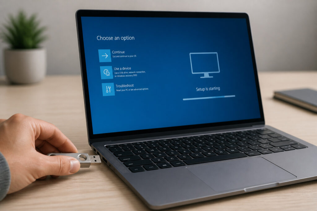 Insertion dune cle usb sur un ordinateur portable