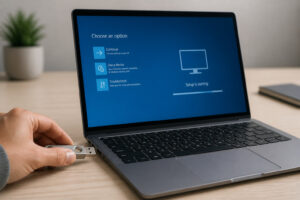Insertion dune cle usb sur un ordinateur portable