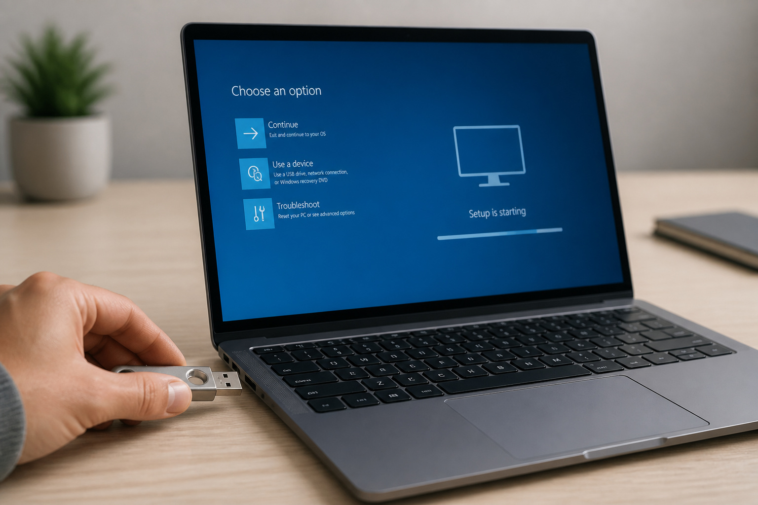 Insertion dune cle usb sur un ordinateur portable
