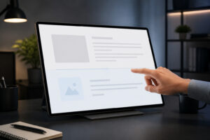 Interface minimaliste sur ecran moderne